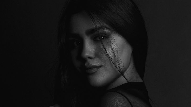 Beautiful girl, Monochrome, Woman, Dark background, Portrait