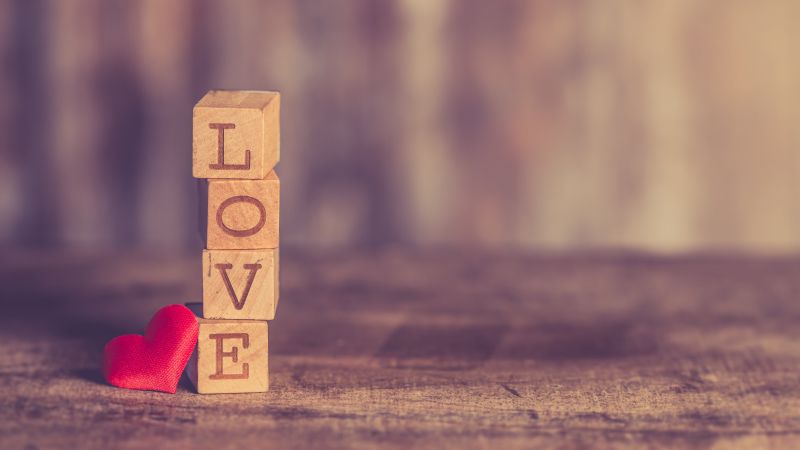 Love heart wooden blocks red heart wooden letters creative 
