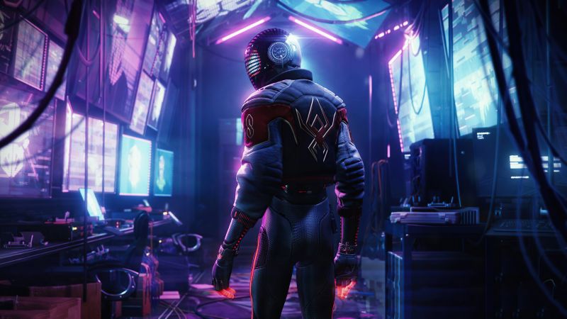 Marvel's Spider-Man: Miles Morales, Cyberpunk, Neon, PlayStation 5, 2020 Games, Wallpaper