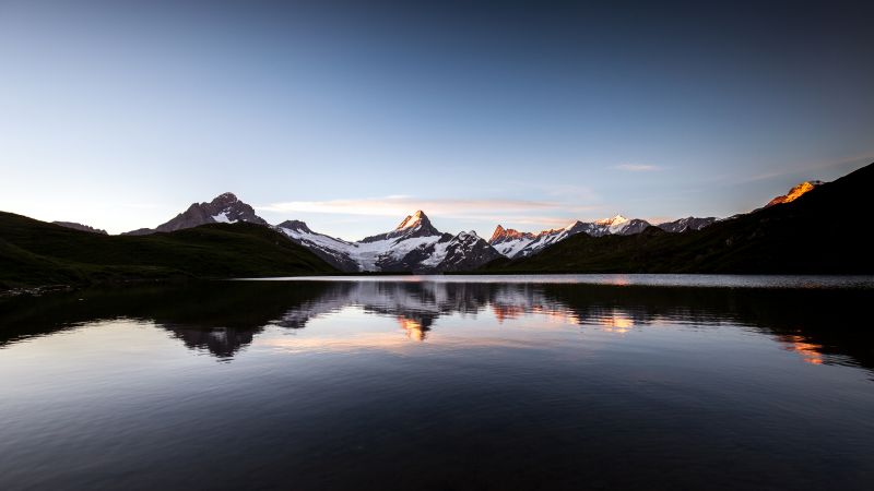 Sunrise, Morning, Bachalpsee, Lake, Reflections, Switzerland, Wallpaper