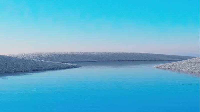 Lake, Clear sky, Blue Sky, Windows 10X, Microsoft Surface, Landscape, Aesthetic, Wallpaper