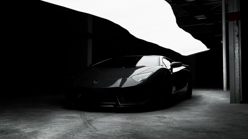 Lamborghini Aventador, Black cars, CGI, Wallpaper