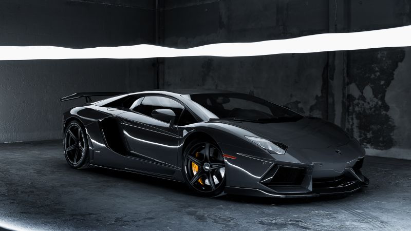 Lamborghini Aventador, Grey, CGI, Wallpaper