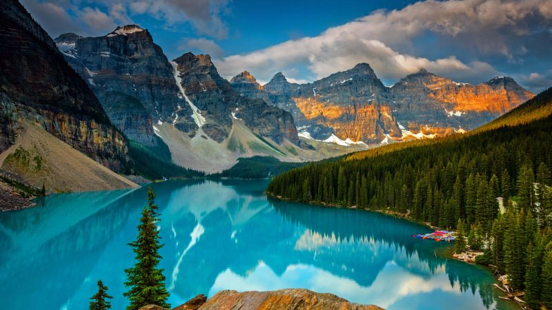 Moraine Lake, Banff National Park, Mountains, Valley, Forest, Alberta, Canada, Wallpaper