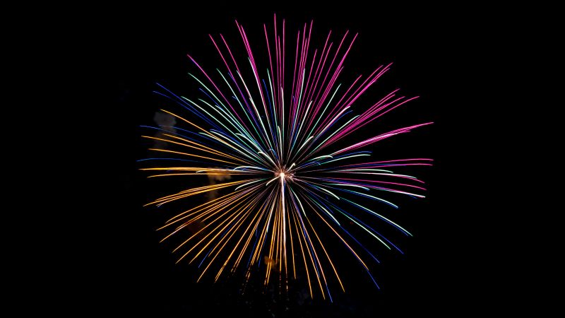 Fireworks, New Year's Eve, Night, Colorful, Dark Sky, New Year celebrations, AMOLED, 5K, Wallpaper