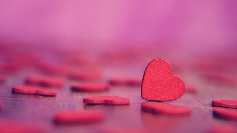 Love hearts, Pink hearts, Bokeh, Alone, Wallpaper