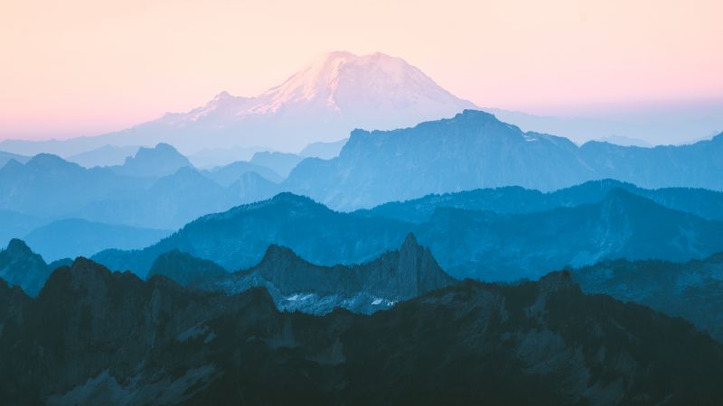 Cascade Range, Mountain range, Foggy, Morning, Layers, Mountains, Wallpaper