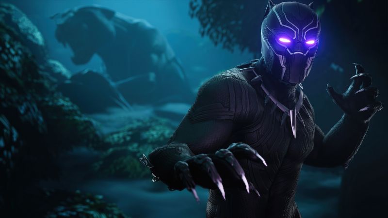 Black Panther, Skin, Fortnite, Dark, 2020 Games, Neon