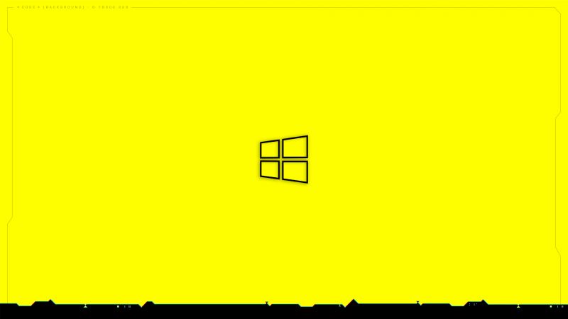 Windows 10 cyberpunk 2077 yellow background windows logo 