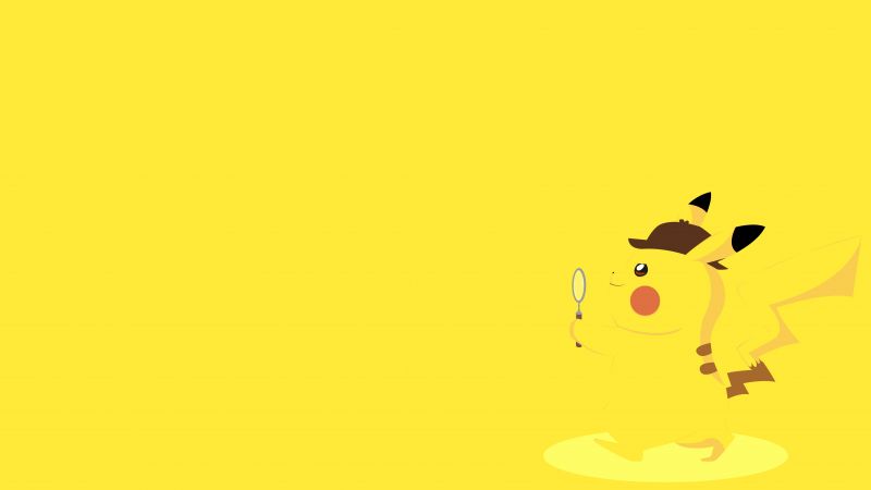 Pikachu, Yellow background, Minimal art, 5K, 8K, Wallpaper