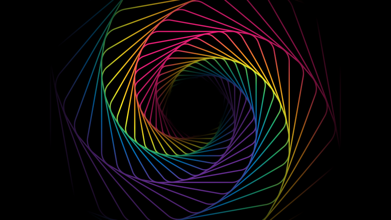 Cosmic, Rainbow, Swirl, Spiral, Black background, Multicolor, AMOLED, Wallpaper