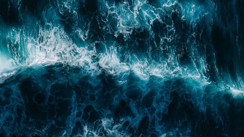 Ocean Waves, Aerial view, Blue Water, Pattern, Sea waves, 5K, Wallpaper