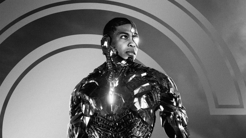 Zack Snyder's Justice League, 2021 Movies, Cyborg, Ray Fisher, DC Comics, DC Superheroes, Monochrome, Wallpaper