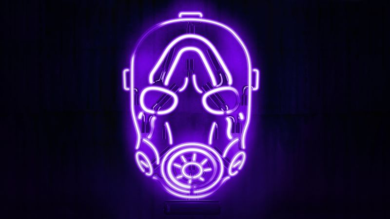 Borderlands Psycho Mask, Neon, Black background, Wallpaper