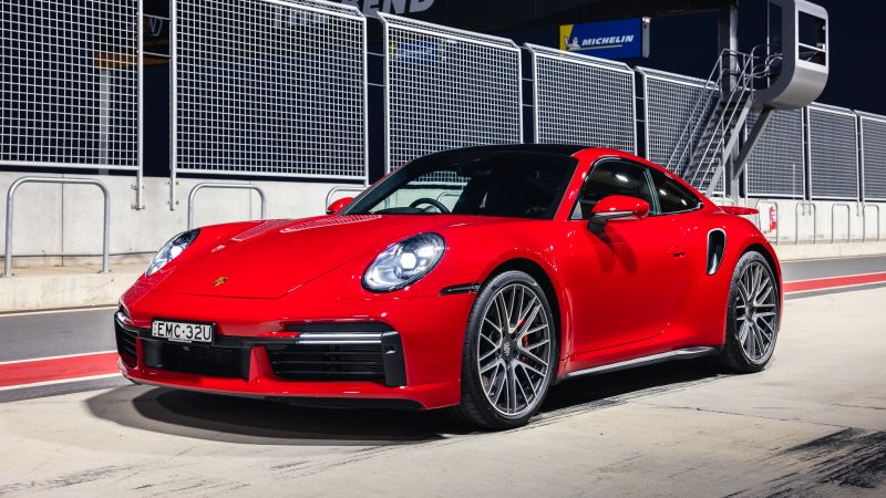 Porsche 911 Turbo, 2021, Red cars, Wallpaper