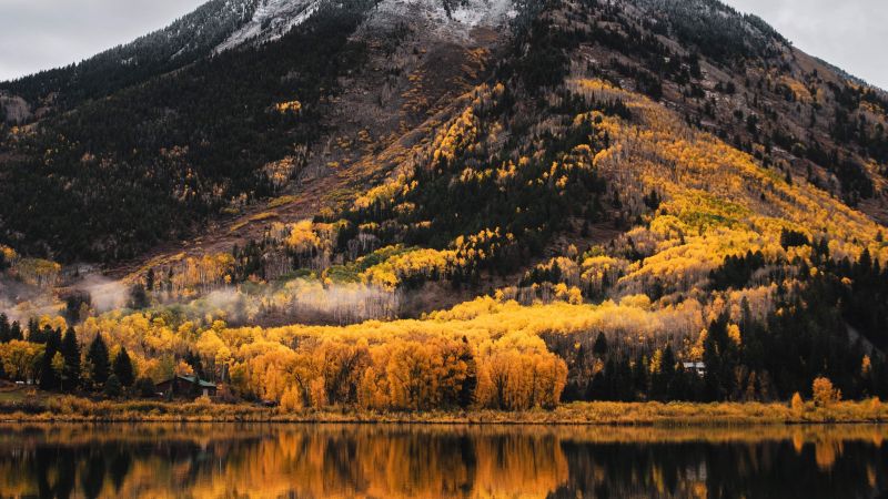 Mountain, Hill, Lake, Autumn, Reflection, Wallpaper