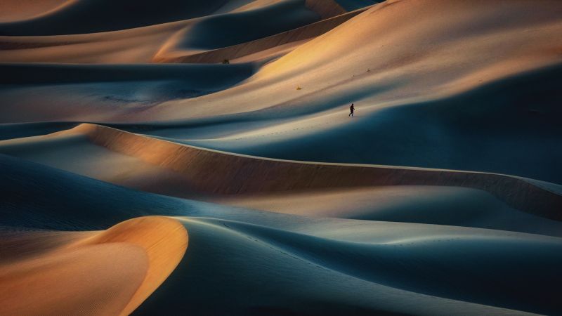 Desert, Sand Dunes, Khara Desert, Landscape, Alone, 5K, Wallpaper