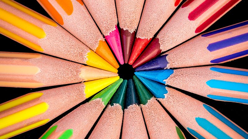Color pencils, Multicolor, AMOLED, Macro, Pattern, Circular, Wallpaper