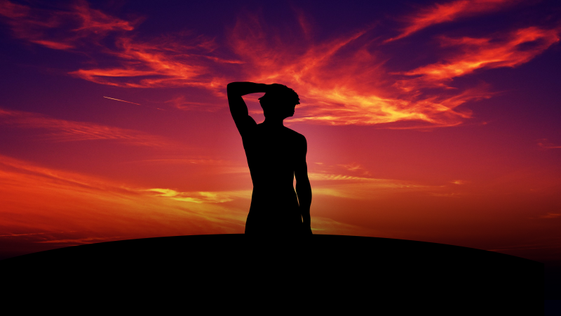 Alone, Silhouette, Sunset, Mood, Physique, Wallpaper