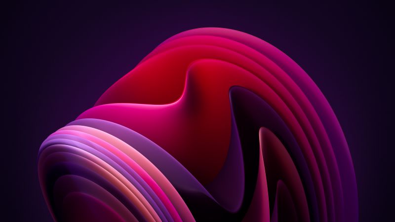 Windows 11, Flow, Dark Mode, Dark background, Pink, Wallpaper