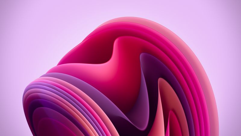 Windows 11, Flow, Light, Pink background, Wallpaper