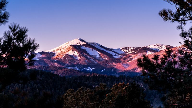 Sierra Blanca Peak, Glacier mountains, New Mexico, Dawn, Landscape, Snow covered, 5K, Wallpaper