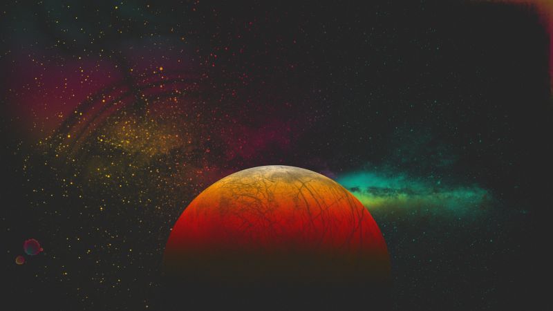 Red planet, Digital Art, Milky Way, Stars, Colorful, 5K, Wallpaper