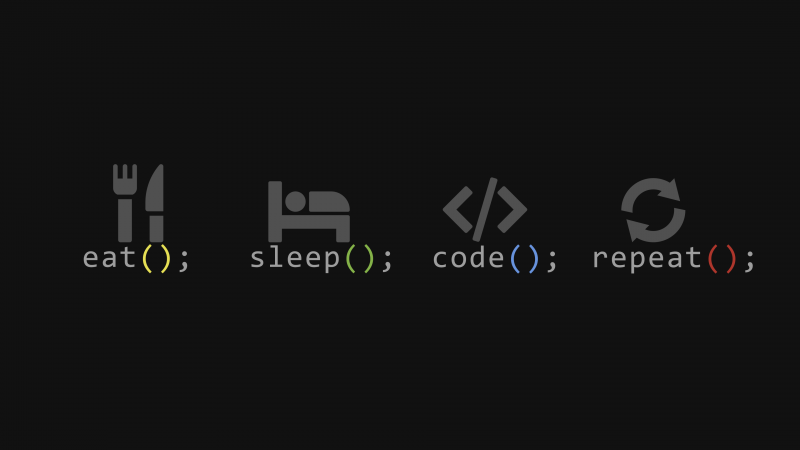 Eat, Sleep, Code, Repeat, Black background, Programmer quotes