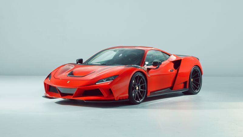 Novitec Ferrari F8 Tributo N-Largo, 2021, Sports cars, White background, Red cars, 5K, Wallpaper