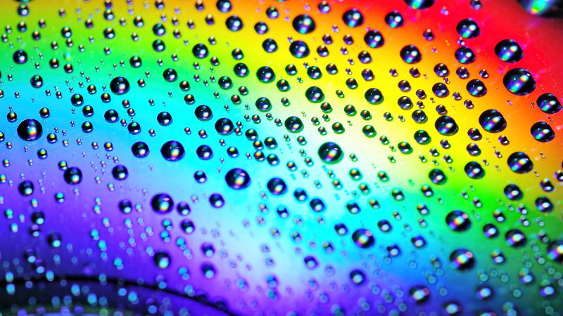Water droplets, Rainbow, Macro, Colorful, Drops, Wallpaper