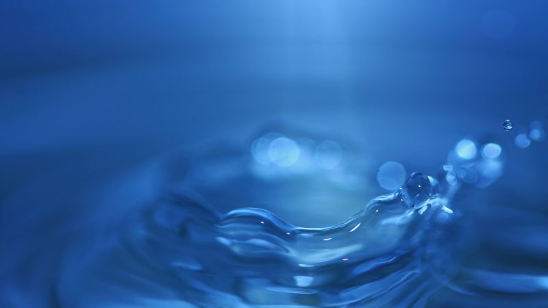 Splash, Droplet, Macro, Water, 3D, Blue background, Wallpaper