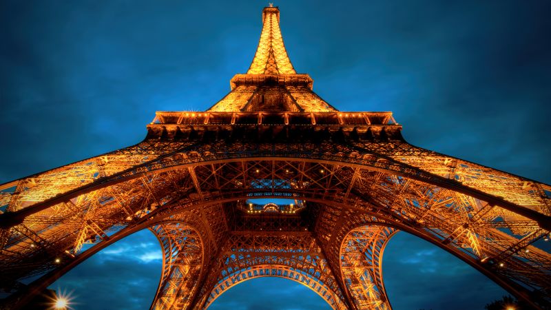 Eiffel Tower, La tour Eiffel, Night, Cloudy Sky, Sunset, Paris, France, Wallpaper
