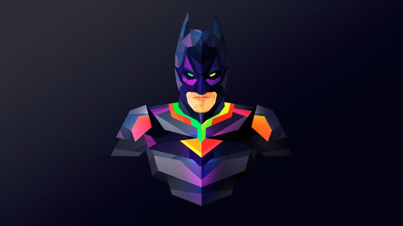 Batman, DC Superheroes, Colorful, Dark background, Minimal art, Wallpaper