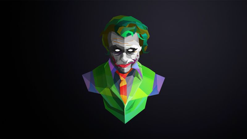 Joker, DC Comics, Dark background, Low poly, Clown, Chaos, Wallpaper