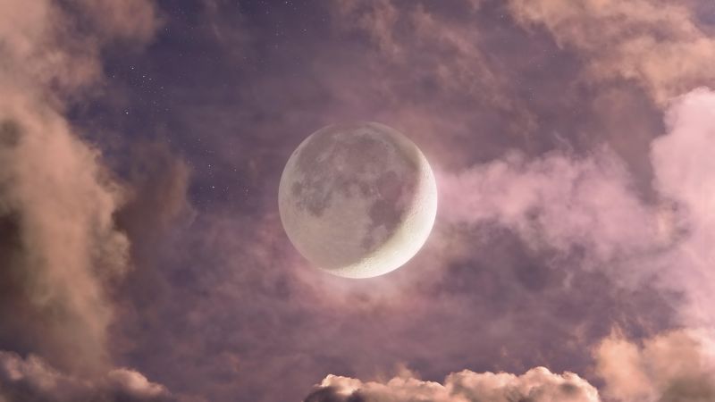 Moon, HDR, Clouds, Night, 5K, 8K, 9K, Wallpaper