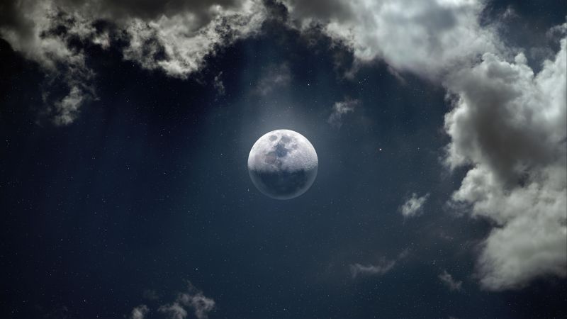 Moon, 10K, Clouds, Stars, 5K, 8K, Wallpaper