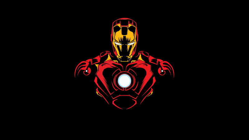 Iron Man, AMOLED, Marvel Superheroes, Minimal art, Black background, 5K, 8K, Wallpaper
