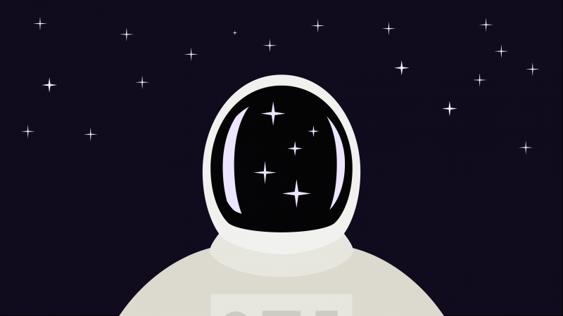 Astronaut, Spaceman, Suit, Digital Art, Purple background, Stars, Dark background
