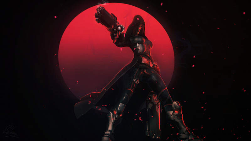 Reaper, Overwatch, Dark background, Red, Wallpaper