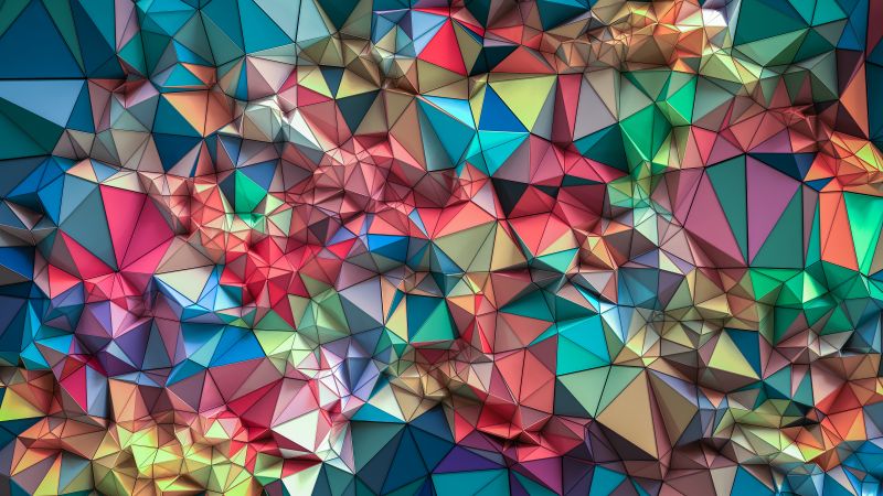 Triangles, 3D background, Colorful, Shapes, Geometric, Wallpaper
