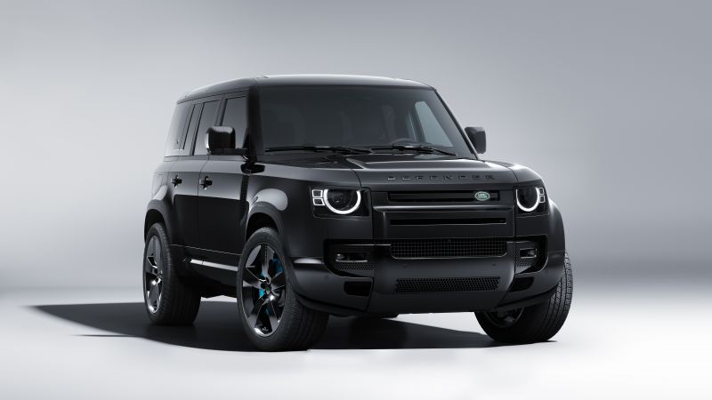 Land Rover Defender 110 V8 Bond Edition, Bond Cars, 2021, Monochrome, Black Edition, 5K, Wallpaper