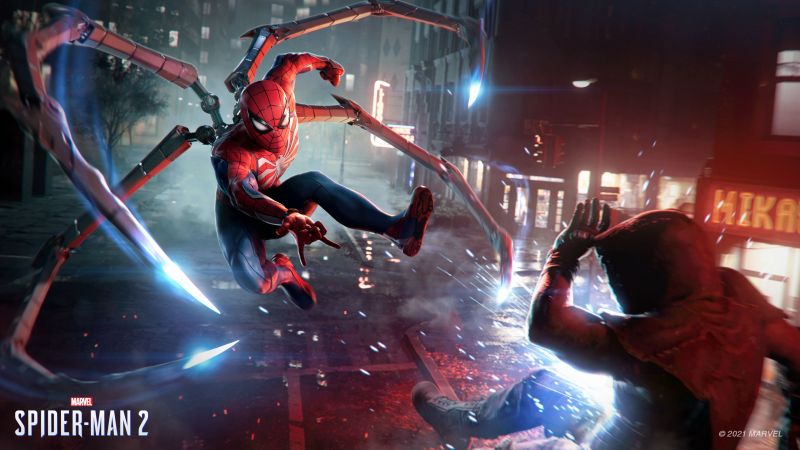 Marvel's Spider-Man 2, 2023 Games, PlayStation 5, Marvel Superheroes, Marvel Comics, Wallpaper