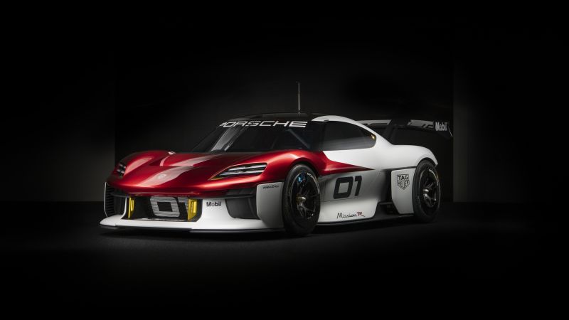 Porsche Mission R, Electric Sports cars, Black background, 2021, 5K, 8K, Wallpaper