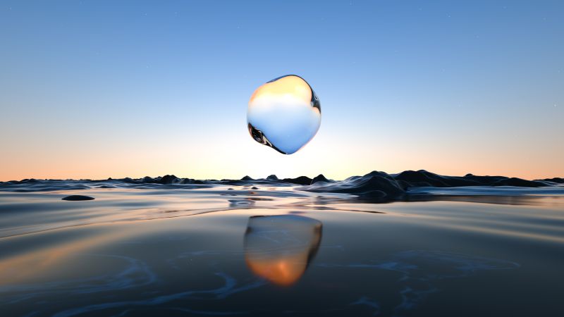 Glass, Droplet, Surreal, Transparent, Body of Water, Scenic, Clear sky, Reflection, Wallpaper