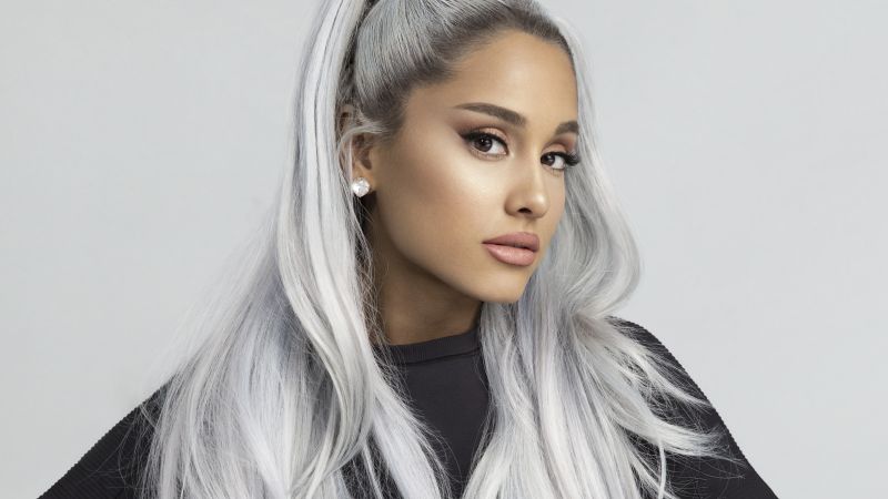 Ariana Grande, Portrait, American singer, White background, 5K, Wallpaper