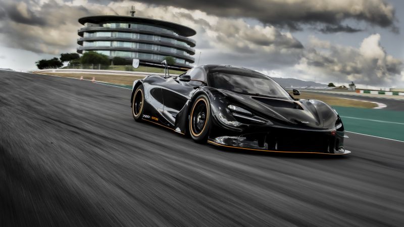 McLaren 720S GT3X, Sports cars, Race track, Black cars, 2021, 5K, Wallpaper