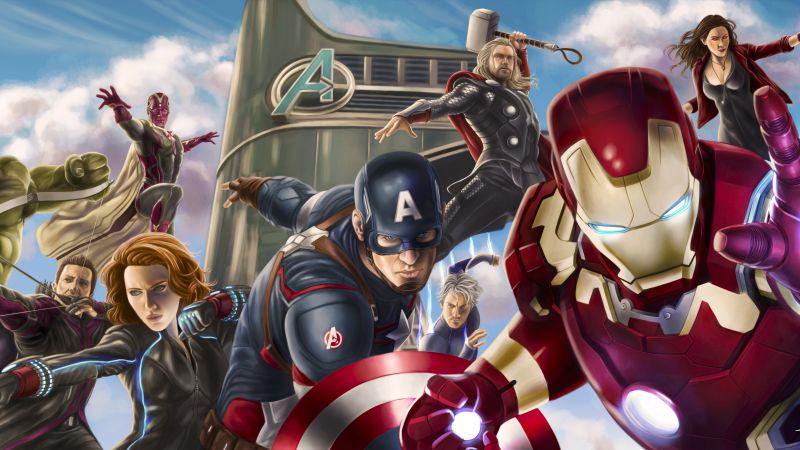 Avengers digital art captain america black widow iron man 