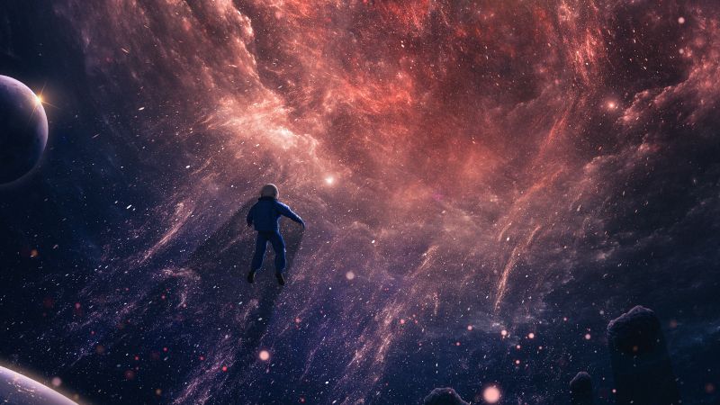 Astronaut, Black hole, Deep space, Universe, Cosmos, Surreal, Outer space, Wallpaper