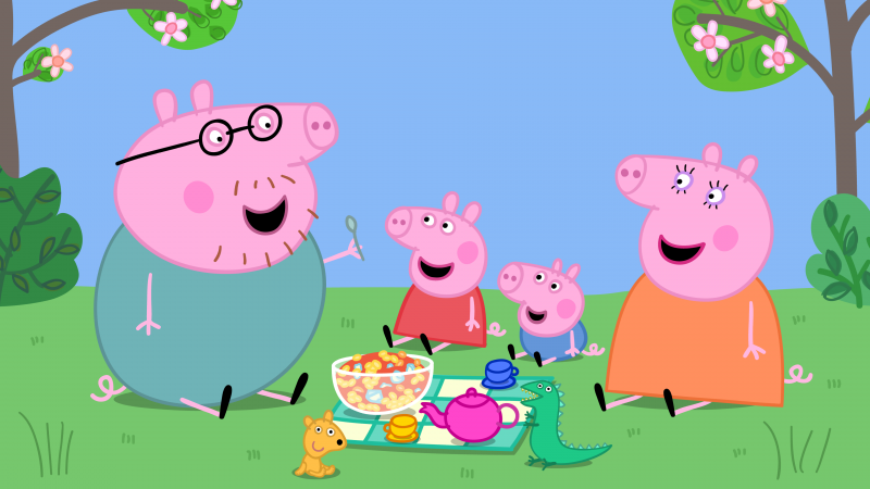 Peppa Pig family, Cartoon, TV series, Daddy Pig, Mummy Pig, George Pig, Wallpaper