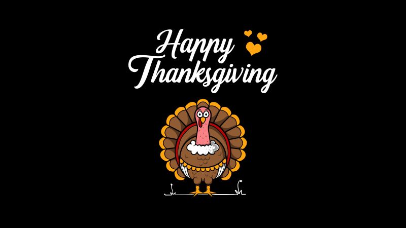 Happy Thanksgiving, Thanksgiving Day, Black background, 5K, Wallpaper